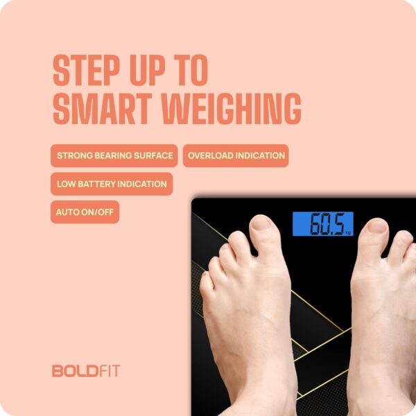 Boldfit Weight Machine for Body Weight Weighing Machine Digital Bathroom Scale for Human Body Weight Measurement Extra Thick Weighing Scale for Home with Large LCD Display 36Months Warranty-BlackGold - Image 8