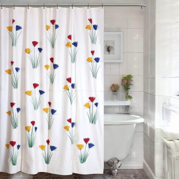 CASA-NEST PVC Waterproof 7 Feet Shower Curtain (Multicolour, 54x84 Inch, SC Brush001),Floral,Rod Pocket Curtains - Image 2