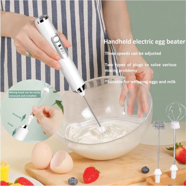 Konquer TimeS Handheld Milk Frother Rechargeable, 3-Speed Electric Frother for Coffee with 2 Whisks, Coffee Frother Mixer, Stand-up Design, for Cream, Latte, Cappuccino and for Butter Milk - Image 7