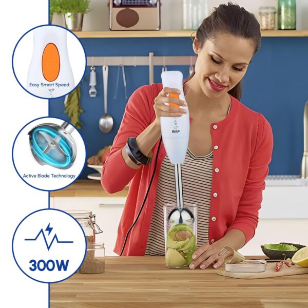 FWQPRA Electric Hand Blender With Blender Jar | 300Watt with Stainless Steel Blades | Powerful Portable Easy Control Grip Stick Mixer | Perfect for Smoothies, Puree Baby Food & Soup | White - Image 9