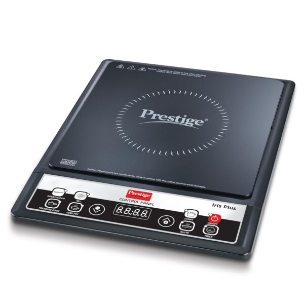 Prestige Iris Plus 1600 Watts Induction Cooktop with Automatic Voltage Regulator | Indian Menu Option |Anti-Magnetic Wall | Timer with User Pre-set | 1 Year Warranty | Black - Image 2