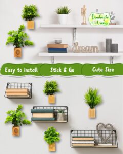 Bombay Greens Wooden Wall Planter| Mini Square Wall Planter for Indoor Plant | Wall Décor Planter for Living Room, Kitchen, Office, Home – Set of 4 with Artificial Plants and Double Sided Tape - Image 5
