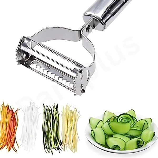 Vivatra Dual 2-in-1 Peeler and Slicer for Vegetables and Fruits with Julienne and Serrated Blades, Stainless Steel Kitchen Tool - Image 6