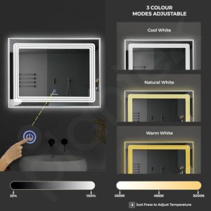 Plantex LED Mirror for Bedroom/Wall with 3 Lighting Option/Smart Mirror for Living Room/Bedroom/Dressing Room - Rectangle Shape (18 X 24 Inch) - Image 5