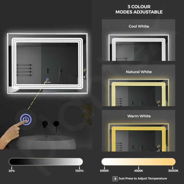 Plantex LED Mirror for Bedroom/Wall with 3 Lighting Option/Smart Mirror for Living Room/Bedroom/Dressing Room - Rectangle Shape (18 X 24 Inch) - Image 5