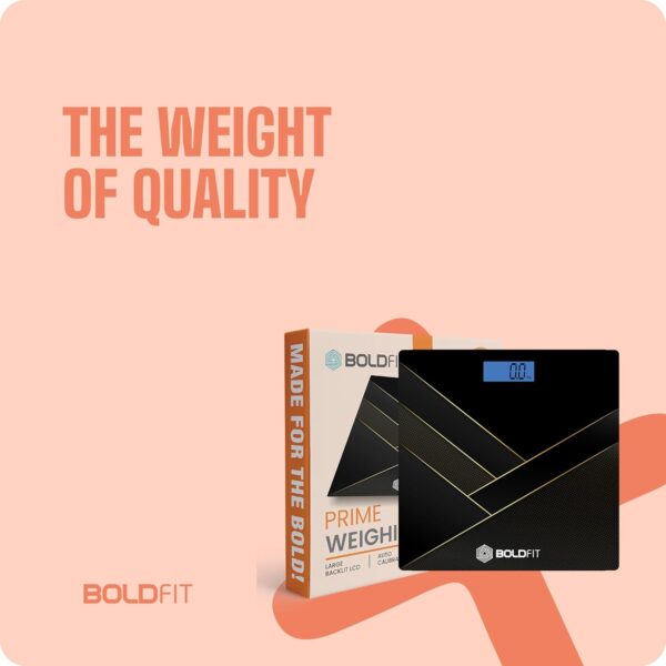 Boldfit Weight Machine for Body Weight Weighing Machine Digital Bathroom Scale for Human Body Weight Measurement Extra Thick Weighing Scale for Home with Large LCD Display 36Months Warranty-BlackGold - Image 4