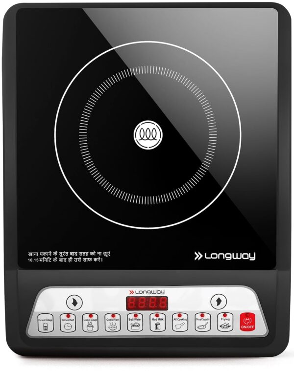 Longway Elite Plus IC 2000 Watt Induction Cooktop with Auto Shut-Off & Over-Heat Protection With 8 Cooking Mode & BIS Approved | 1-Year Warranty | (Black, Push Button) - Image 2