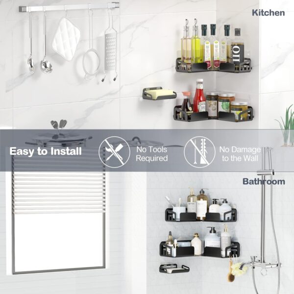 Boniry Bathroom Corner Shelf with Soap Holder | Stainless Steel Bathroom Organiser Without Drill | Ideal Bathroom Accessories Combo - Image 8