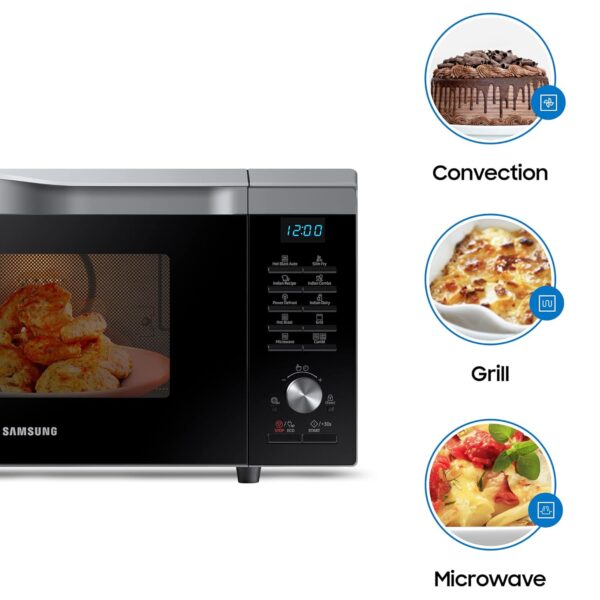 Samsung 28L Multi Spit, Convection Microwave Oven (MC28A6035QS/TL, Silver, Various Cooking Modes, Eco Mode, Hotblast, Crusty Plate, Wire Rack, Slim Fry, Ceramic Enamel Cavity with 10 year warranty) - Image 6