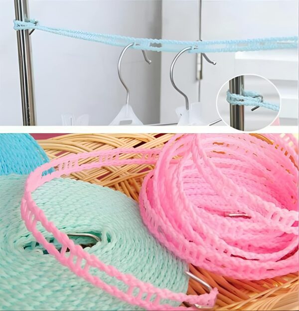 Oblivion 5 Meters Windproof Anti-Slip Clothes Washing Line Drying Nylon Rope with Hooks - Multicolor - Image 6