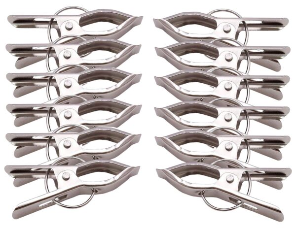 Kuber Industries Hanging Cloth Drying Pegs/Clips|Heavy Duty & Stainless Steel Material|Will Not Rust Clothes|Size 7 x 3 x 1 CM, Set of 12 Piece (Silver) - Image 2