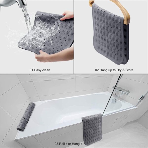 VHKD PVC Bathroom mat Anti Slip Rectangle (Grey | 70 X 35) - Image 7