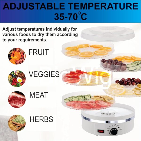 BigWig® Multifunctional 5-Tray Food Dehydrator: Ideal for Drying Fruit, Vegetables, Jerky, Spices, and More - Image 4