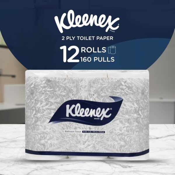 KLEENEX 60049 Toilet Tissue - 2 ply Toilet Paper - 12 Toilet Rolls x 160 Toilet Tissue Sheets - Sheet Size 9.8 x 13.5 cm (1,920 sheets) - Image 3