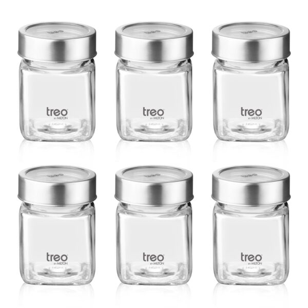 Treo By Milton Cube Storage Glass Jar, Set of 6, 180 ml Each, Transparent, BPA Free, Storage Jar, Kitchen Organizer Modular, Multipurpose Cookies Jar - Image 6