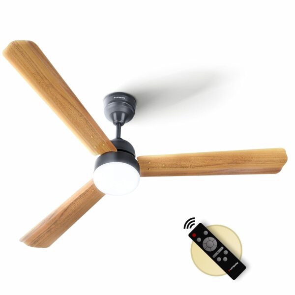 LONGWAY Luminair Max 1200 mm BLDC Ceiling Fan with Remote Control & LED Light | BEE 5 Star Rated Energy Efficient | Ultra High Speed 3 Blade Anti-Dust Decorative | 5 Years Warranty (Golden Birch) - Image 2