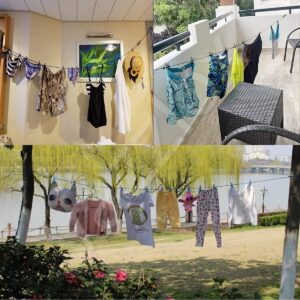 VazzLox Cloth Drying Rope with Hooks (Pack of 2) Elastic Cloth Hanging Rope for Cloth Drying with 12 Clips Cloth Rope for Drying Clothes for Travel Home Outdoor Kapde Sukhane ki Rassi Wire -Multicolor - Image 6