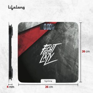 Lifelong ActiveFlex Weighing Scale (Fight Lazy Series LLWS45- Active Black)|Digital Weight Machine for Body Weight|Thick Tempered Glass with LCD Display|Bathroom Weighing Scale - Image 6
