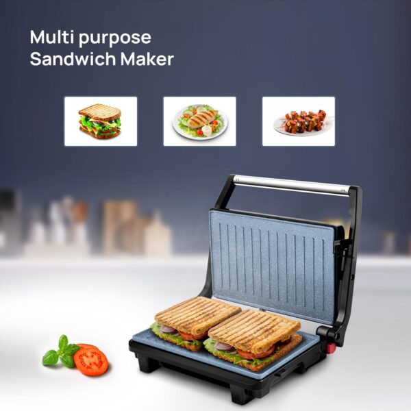 Wipro Elato BS202 1000 Watt Ceramic Grill Sandwich Maker, Scratch Resistant, 180° Open Sandwich Griller, Auto Cutoff, Non Toxic BPA, PTFE & PFOA Free, 2 Year Warranty, Regular Bread Size for 2 Slices - Image 5