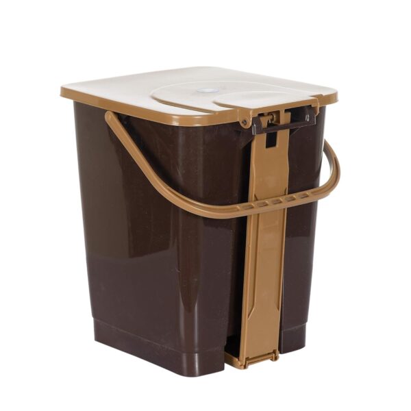 Kuber Industries Square Premium Plastic Pedal Dustbin with Lid for Home/Kitchen/Office 10 Ltr (Brown)-Pack of 2-KUBMART16410 - Image 4