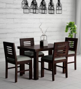 Mahimart And Handicrafts Sheesham Wood 4 Seater Dining Table Set With Cushioned Chairs | Stylish Wooden Dining Furniture For Living Room, Hotel, Restaurant, Home and Dining Room (Warm Chestnut Finish) - Image 2