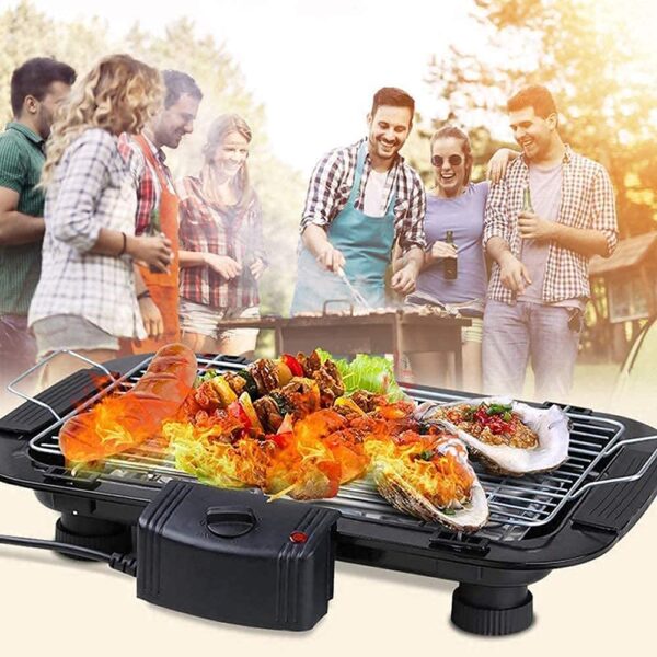 Harions Electric Barbecue Grill 2000W Tandoori Maker Adjustable Temperature Control Indoor Smokeless Barbeque Grill (Black46 x 36 x 5 cm) - Image 5