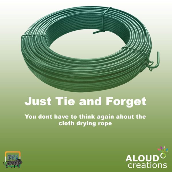 Aloud Creations PVC Coated Heavy Duty GI Wire Rope | Clothesline | Ideal for Drying Heavy Clothes | Length 25 Meter | Assorted Colours | Pack of 1 - Image 6