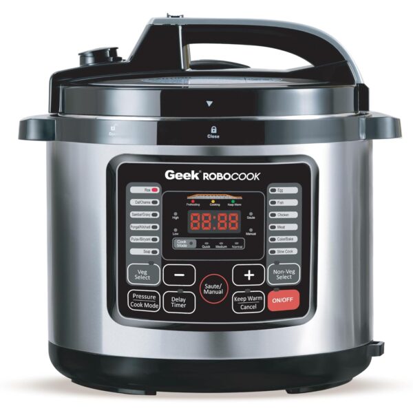 Geek Robocook Nuvo 11-in-1 Automatic Electric Pressure Cooker 8 Litre | 2 Year Warranty | 17 India Preset Menu, Instant Electric Cooker Pot, Multipurpose Electric Rice Cooker (Stainless Steel, 8L) - Image 2