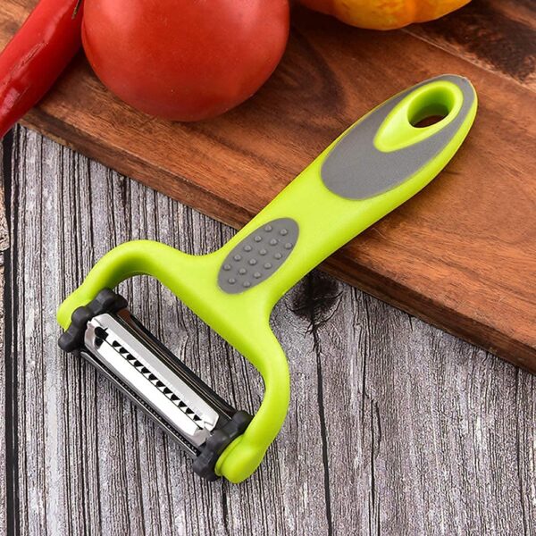 P-Plus International 3 in 1 Rotary Multi-Functional Peeler, Suitable for Vegetable and Fruit, with Serrated Blade + Straight Julian Stainless Steel, Anti-Slip Handle Design, Slicer Kitchen - Image 8