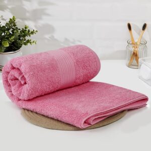 Amazon Brand - Solimo - Cotton Bath Towel | 500 GSM | Fade Resistant | Pink - Image 2