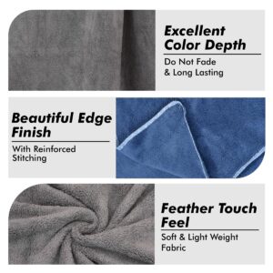 UrbanLeaf Microfiber Large Bath Towel | Quick Dry Super Absorbent - Bath Towel for Men and Women | Grey & Navy Blue | Towel for Bath, Travel, Gym, Beach, Pool, and Yoga (70 X 140 CMs) - Image 4