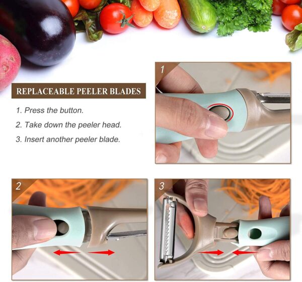 TIARA – FORTUNE 1Pc Set Multipurpose Professional Vegetable Fruit Carrot Peeler Potato slicer shredder kitchen peeler for cabbage vegetables 3in1 - Image 4