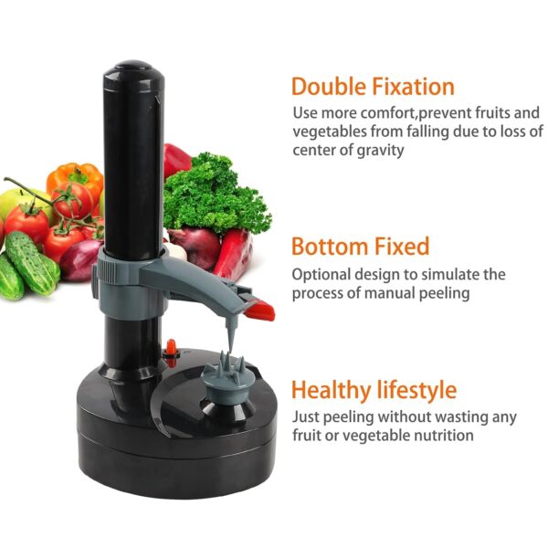 Venall Electric Potato Peeler - Automatic Rotating Fruit & Vegetable Peeler with Stainless Steel Blades, Apple Paring Machine, and Kitchen Peeling Tool (Includes Replacement Blades) - Image 6