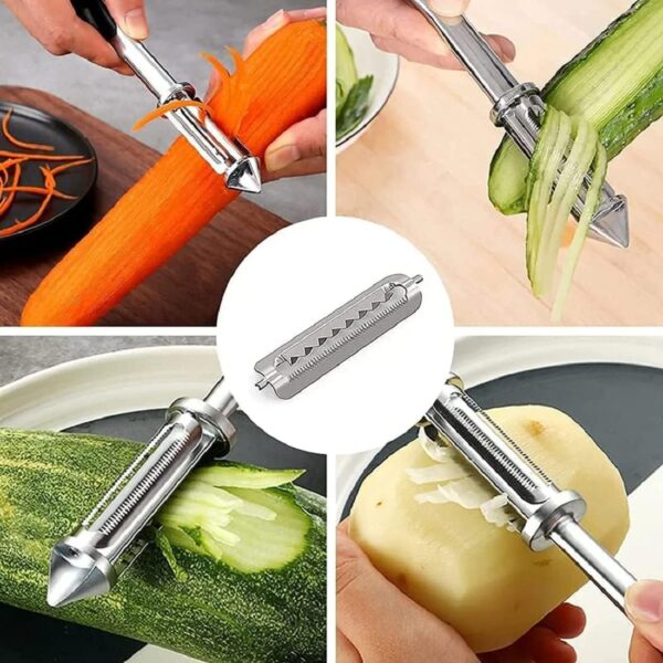 Storite 3 in 1 Multifunctional Vegetable, Fruit Peelers, Stainless Steel Peeler for Potato,Apple,Veggies, Carrot,Kiwi,Cucumber, Sweet Potato- (Silver/Black) - Image 6