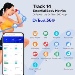 Dr Trust USA Legend BMI Weight Scale & Body Fat Analyzer with IOS/Android App Sync, 14 Essential Composition Metrics Weighing Machine -526 for Home Health Monitoring (Black) - Image 3