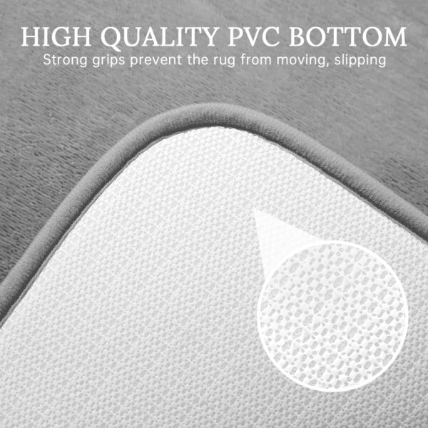 Hopopro 3 Piece Bathroom Rugs Bath Mat Set, Velvet Memory Foam Bath Mats for Bathroom - Non-Slip, PVC Backing Bath Rugs, Washable Bathroom Rug Mats -Grey Bathroom Rug Set - Image 7