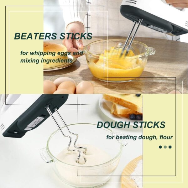 260 Watt Electric Hand Mixer Hand Blender Egg Beater Cake Maker Beater Cream Mix Food Blender Beater For Whipping Cream Beater For Kitchen Beating Eggs Cake With 7 Speed - Image 4