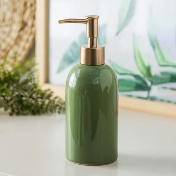 The Better Home 420ml Ceramic Soap Dispenser for wash Basin - Green | Kitchen Accessories Items | Handwash Dispenser Bottle - Image 2