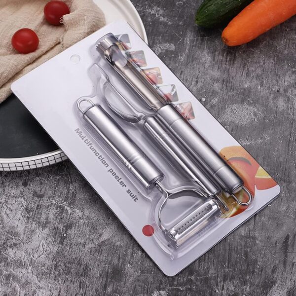 Solitude (Set of 3) Stainless Steel Vegetable Peeler Set Includes Apple Corer, Straight Julienne Peeler, Veggie Cutter & Slicer - Image 7