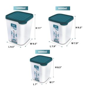 FLAIR Storewell Square Food Storage Containers Set of 3 (6L, 8L, 12L)- Blue, Air Tight Containers for Kitchen Storage Ideal kitchen box for Rice, Atta and Grains, BPA-Free, Food Grade - Image 4