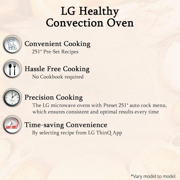 LG 28 L Convection Microwave Combination OvenOven (MC2846BV, Black, Auto Cook, Defrost, Indian Cuisine, Tandoor Se, Child Lock, Steam Cook & Stainless Steel Cavity) - Image 6