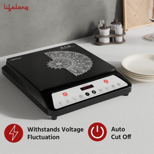 Lifelong 1800 Watt Induction Stove With Surge Protection, Electric Induction, 7 Preset Indian Menu Options, Auto Shut Off&Temperature Control with Voltage Protection, 1 Year Manufacturer's Warranty - Image 4