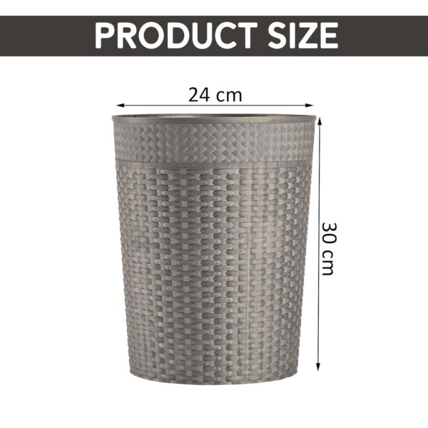 Kuber Industries 10 Litre Dustbin for Kitchen & Home | Hygienic Waste Box for Bedroom & Office Toilets | Durable Under Sink Diaper Garbage Holder | Check Design - Grey - Image 4