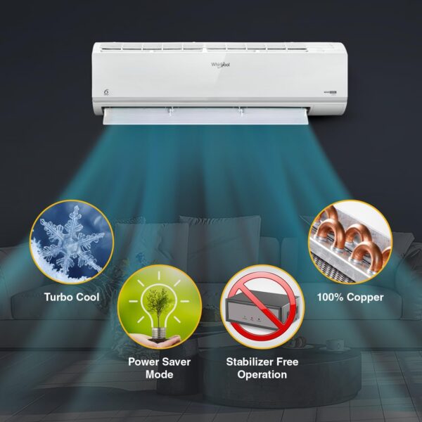 Whirlpool 1.5 Ton 5 Star, Magicool Inverter Split AC (MAGICOOL 15T 5S INV CNV S5K2PP0, Copper, Convertible 4-in-1 Cooling Mode, HD Filter White) - Image 7