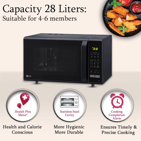 LG 28 L Convection Microwave Combination OvenOven (MC2846BV, Black, Auto Cook, Defrost, Indian Cuisine, Tandoor Se, Child Lock, Steam Cook & Stainless Steel Cavity) - Image 3