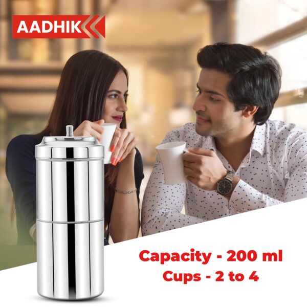 AADHIK Coffee Maker, 200ml, 2 to 4 Cups,Filter Coffee Maker Stainless Steel,Coffee Decoction Maker for Home & Kitchen - Image 8