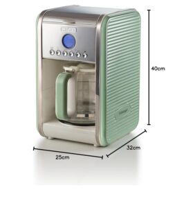 Ariete Vintage American Coffee Machine 1342, Tempered Glass Carafe, up to 12 Cups, 24 Hour Programming Timer, Auto Shut-Off, Drip-Proof, Heated Plate, 1.5 L Capacity, 2000W, Green - Image 6