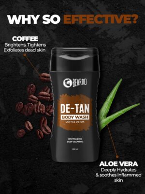 Beardo De-Tan Body Wash for Men, 200ml | Tan Removal and Caffeine Body Wash | Detan With Coffee & Aloe Extracts | For Body & Face | Refreshing Fragrance - Image 5
