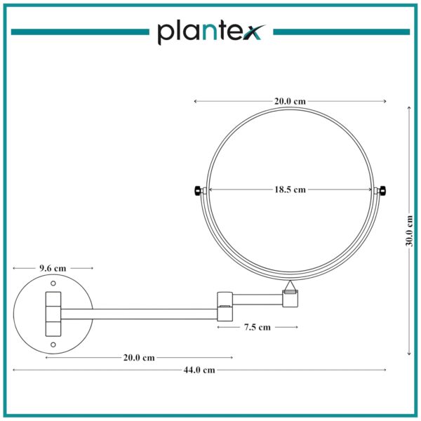 Plantex Premium Brass Magnifying Mirror/Two-Sided 360° Swivel Shaving Mirror with 5x/1x Magnification/Vanity Mirror for Bathroom (8 Inches-Black/Wall Mount) - Image 3