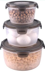 Gurjas Fancy Kitchen Round Shape Food Storage Box Airtight Lid Easily Portable USE Container Crystal Clarity Even After Repeated Usage Adjusrable Locking System | 600ml, 1200ml. 1800ml | SET OF 3. - Image 2